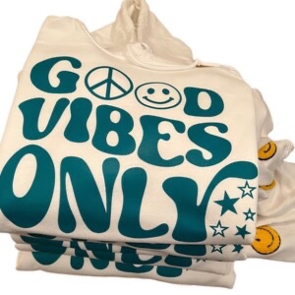 Good Vibes Only Hoodie,Smiley Face,Smiley Hoodie,chenille patch,trendy hoodie - Picture 3 of 5